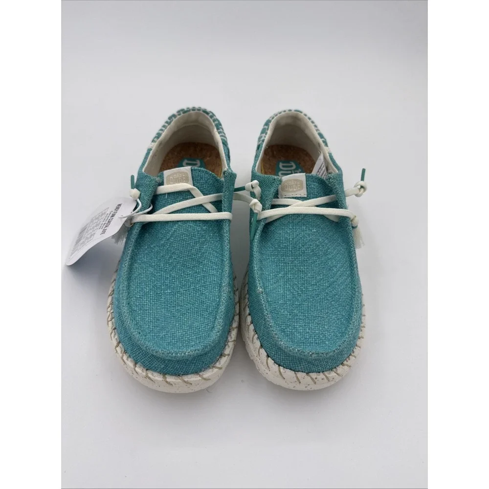 Hey Dude Wendy Funk Coastal Jute Women's 6 Blue Canvas Slip-On Lightweight NWT